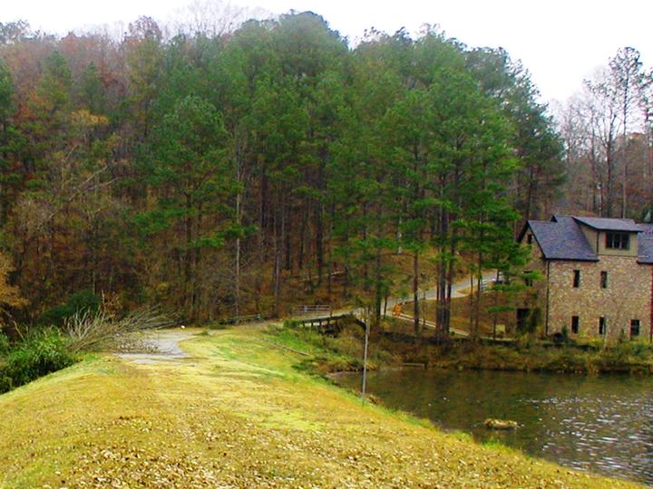 The top of a watershed dam.
