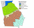 Georgia map that shows the different soil types found in Georgia.